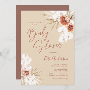 Invitación Baby Shower del Boho de Grass Boho de Pampas con T