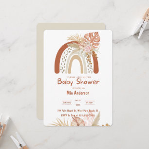 Invitación Baby Shower del Boho Rainbow Neutral Pampas Grass