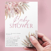 Invitación Baby Shower del Boho rosa editable, Pam