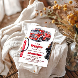 Invitación Baby Shower del bombero Camión Rojo