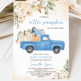 Invitación Baby Shower del camión de calabaza azul