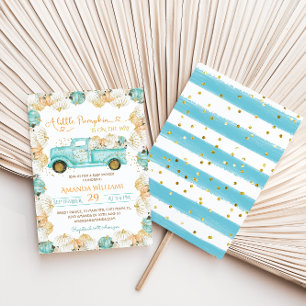 Invitación Baby Shower del camión de calabaza azul