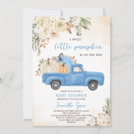 Invitación Baby Shower del camión de calabaza azul