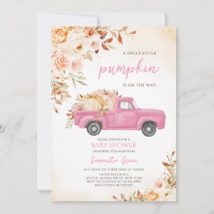 Invitación Baby Shower del camión de calabaza rosa