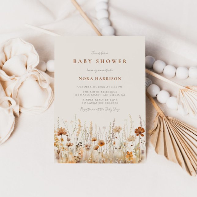 Invitación Baby Shower del campo de flores silvestres de otoñ (Subido por el creador)