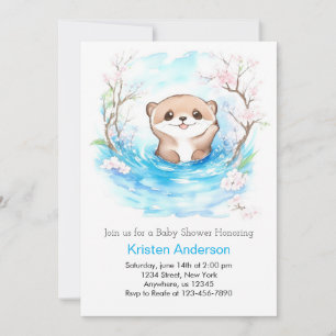 Invitación Baby Shower del caprichoso Oasis Azul de Otter