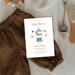 Invitación Baby Shower del Carnaval de Vintage Verde Sage