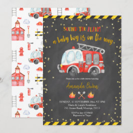 Invitación Baby Shower del Chalkboard Firefighter 