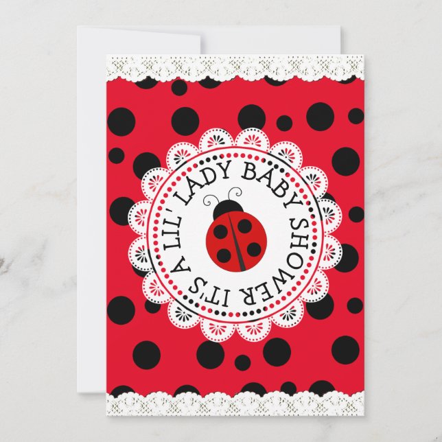 Invitación Baby Shower del Chica Red Ladybug (Anverso)