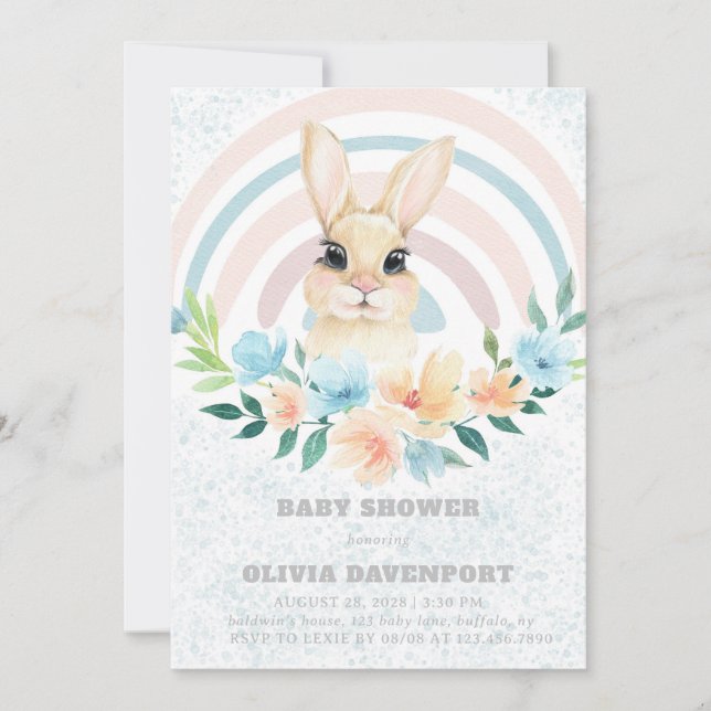Invitación Baby Shower del chico arcoiris del cone (Anverso)