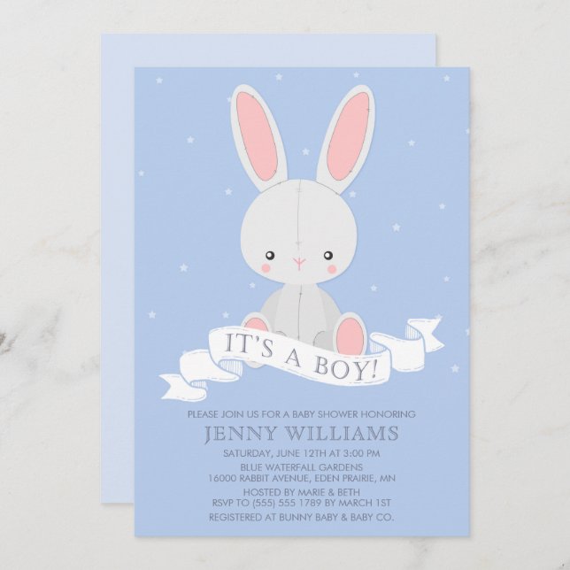 Invitación Baby Shower del Conejo Conejo Conejo Co (Anverso / Reverso)