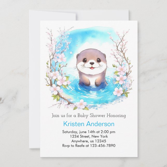 Invitación Baby Shower del Cuaderno Watercolor Boy (Anverso)