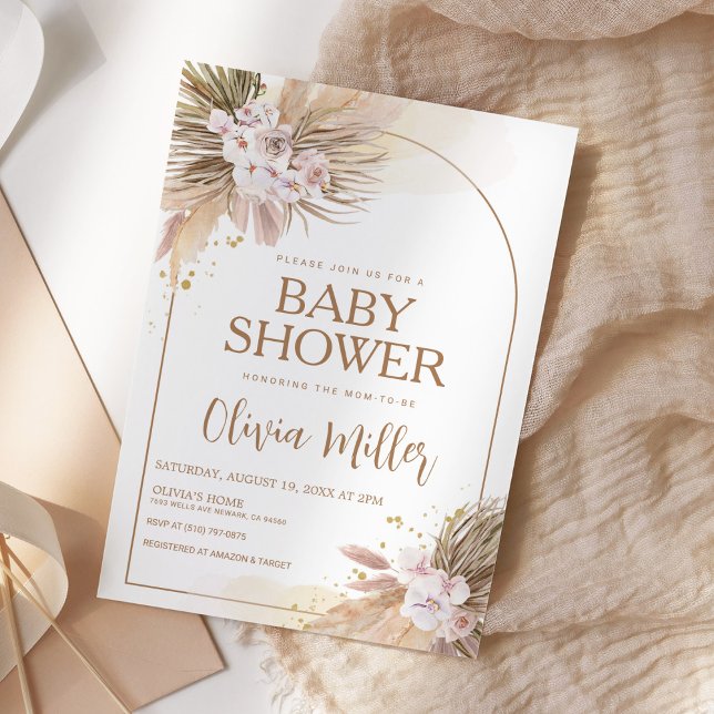 Invitación Baby Shower del desierto de Boho Pampas (Subido por el creador)