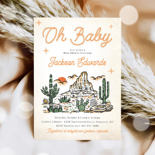 Invitación Baby Shower del desierto de Vintage Occidental