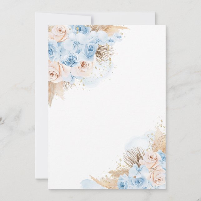 Invitación Baby Shower del desierto tropical bohemio de Pampa (Reverso)