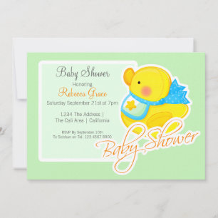 Invitación Baby Shower del dorado del pato de goma