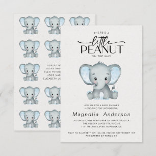 Invitación Baby Shower del Elefante Azul del cacahuete
