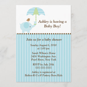 Invitación Baby Shower del elefante mod