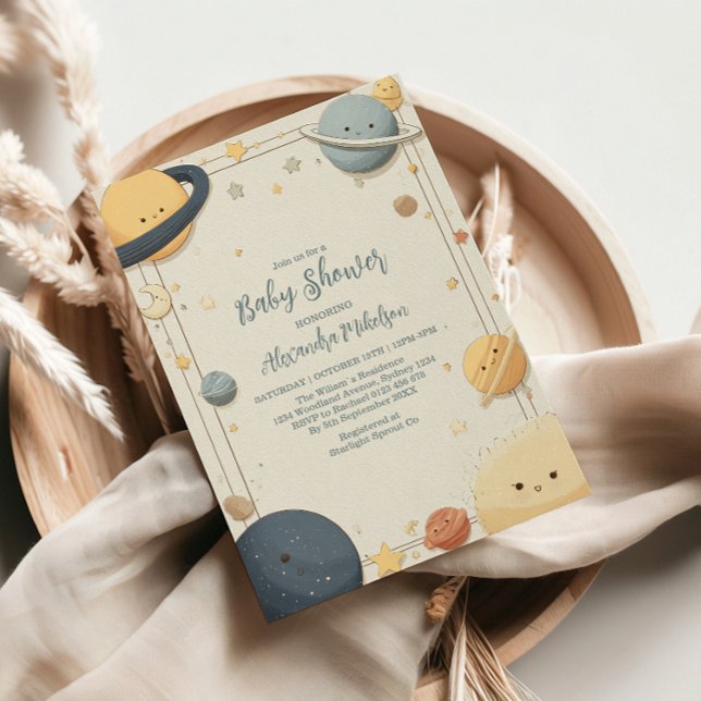 Invitación Baby Shower del espacio exterior caprichoso (Subido por el creador)