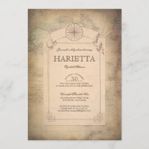 Invitación Baby Shower del Explorador de mapas de viajes del 