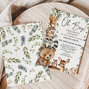 Invitación Baby Shower del follaje de Brown Oh Boy Woodland