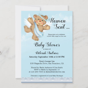Invitación Baby Shower del Heaven Sent Angel Wings