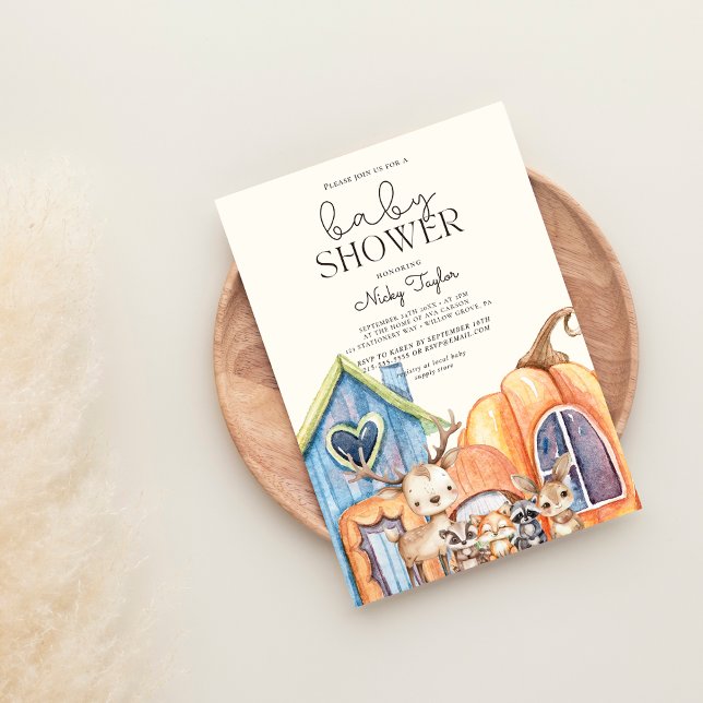 Invitación Baby Shower del hongo de calabaza de otoño (Subido por el creador)