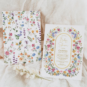 Invitación Baby Shower del Jardín de flores silvestres de pri