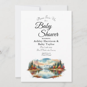 Invitación Baby Shower del Lago Forestal Otoñal Rústico
