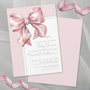 Invitación Baby Shower del Lazo Rosa Elegante