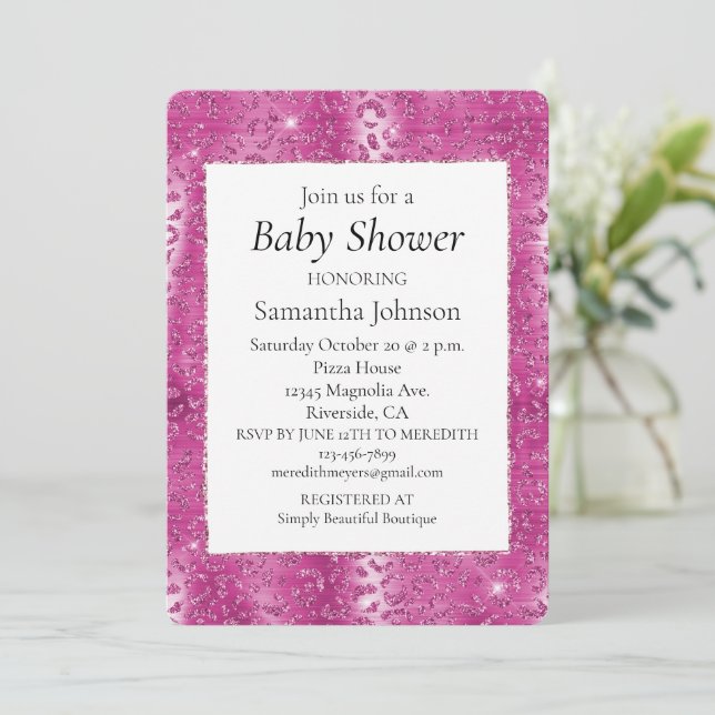 Invitación Baby Shower del Leopardo de las espuelas blancas r (Anverso de pie)