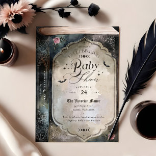 Invitación Baby Shower del libro de Góticos vintage con espel