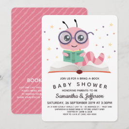 Invitación Baby Shower del libro de gusanos de biblioteca ros