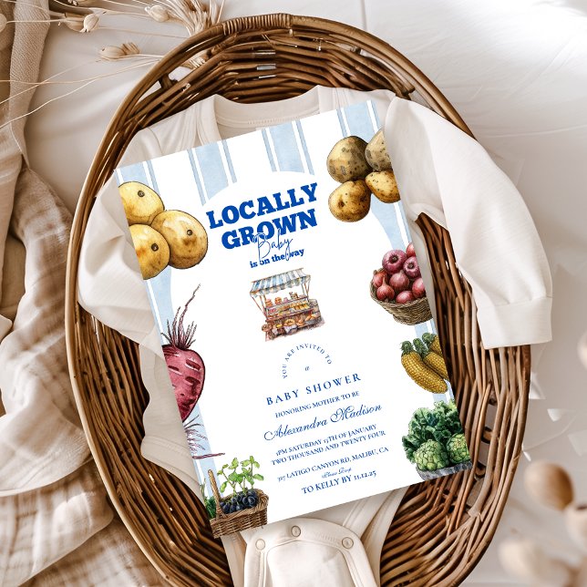 Invitación Baby Shower del Mercado de Agricultores Arch Blue (Subido por el creador)