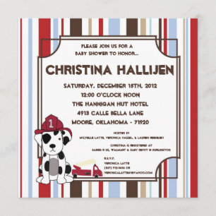 Invitación Baby Shower del motor de fuego Nojo 5x5