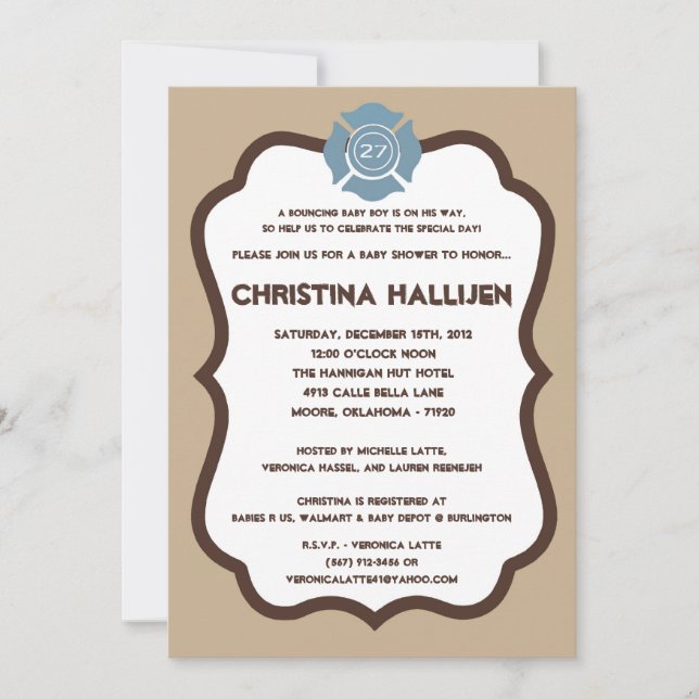 Invitación Baby Shower del motor de fuego Nojo las (Anverso)