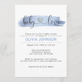 Invitación Baby Shower del niño blanco azul amor personalizad