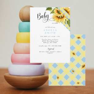 Invitación Baby Shower del Niño con Girasoles de Cuadro Amari