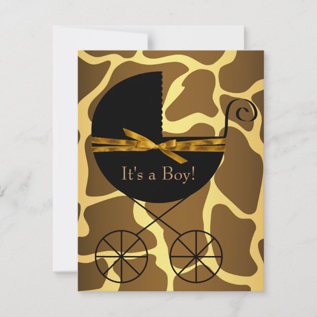 Invitación Baby Shower del niño de la portadora Gold Brown (Anverso)