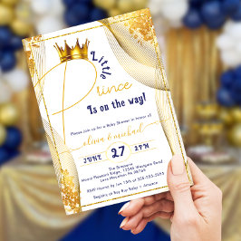 Invitación Baby Shower del niño del Príncipe Azul de la Coron