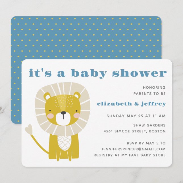 Invitación Baby Shower del niño simple y moderno d (Anverso / Reverso)