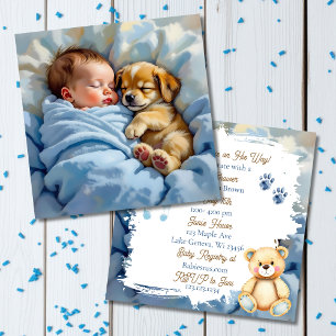 Invitación Baby Shower del niño   Tema de la Cachorra