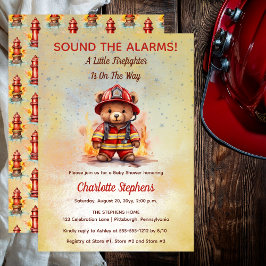 Invitación Baby Shower del Osito Bombero Teddy
