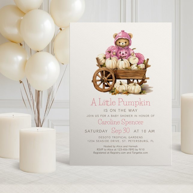 Invitación Baby Shower del osito de otoño de la calabaza chic (Subido por el creador)