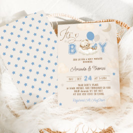 Invitación Baby Shower del oso azul del niño