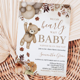 Invitación Baby Shower del Oso de Caída Neutral de Género