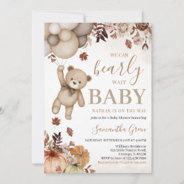 Invitación Baby Shower del Oso de Caída Neutral de Género