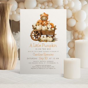 Invitación Baby Shower del oso de la piel de calabaza neutra 