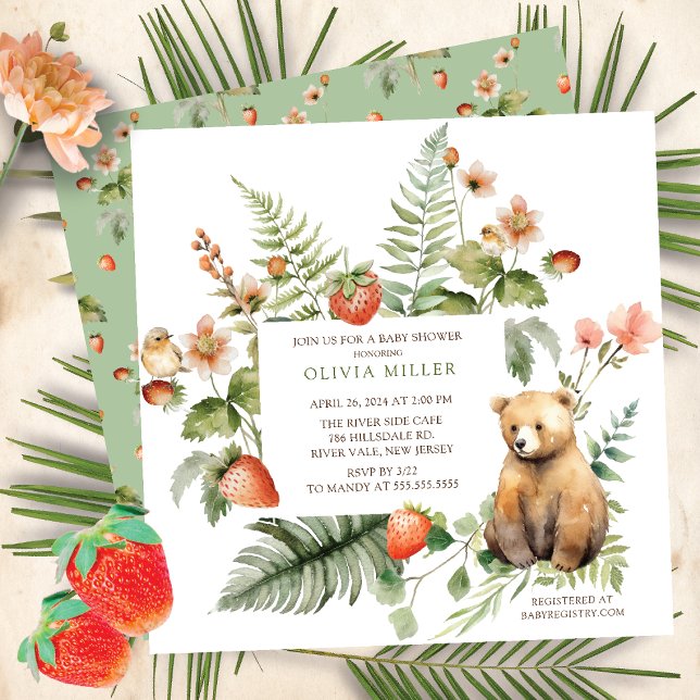 Invitación Baby Shower del oso delgado de la naturaleza (Subido por el creador)