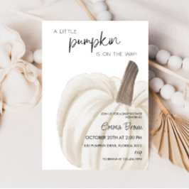 Invitación Baby Shower del otoño de la calabaza blanca